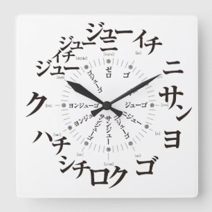 Japan Katakana-Stil [weißes Gesicht] Quadratische Wanduhr
