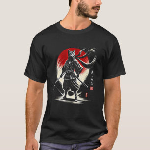 Japan Katze Ninja Samurai Japan Krieger Mama Papa T-Shirt