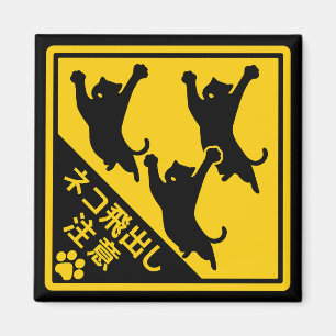 Japan Katze Warnschild – „Katzen können herausspri Magnet