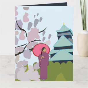 Japan Kirschblüten Geisha Kimono  Karte