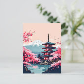 Japan Kirschblüten und Pagode mit dem Fuji Postkarte (Stehend Vorderseite)