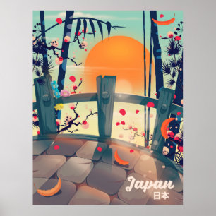 Japan Kirschblüten Urlaubsposter Japan Kirschblüte Poster
