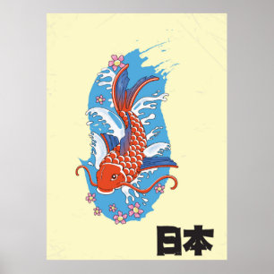 Japan Koi Fisch Vintage Poster