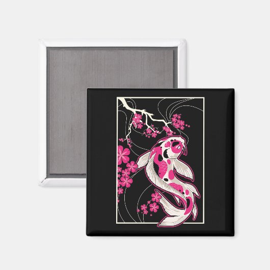Japan Koi Fish Cherry Blossom Japanisch Nishikigoi Magnet (Vorderseite/Rückseite)