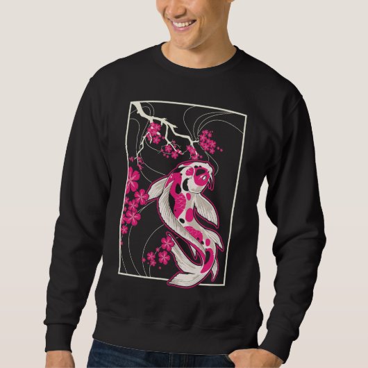 Japan Koi Fish Cherry Blossom Japanisch Nishikigoi Sweatshirt (Vorderseite)