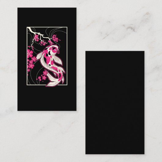 Japan Koi Fish Cherry Blossom Japanisch Nishikigoi Visitenkarte (Vorne/Hinten)
