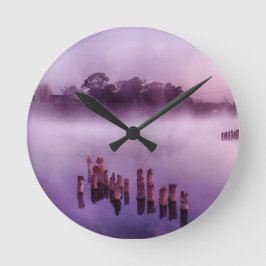 Japan Kumamoto Floating Island Fog Lake Morning Runde Wanduhr