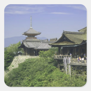 Japan, Kyoto, Der Blick vom Kiyomizu-Tempel Quadratischer Aufkleber