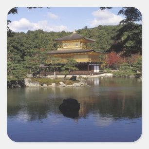 Japan, Kyoto, Goldener Pavillon, Zen-Tempel Quadratischer Aufkleber