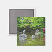 Japan, Kyoto. Heron in frischen grünen Blätter Magnet (Vorderseite/Rückseite)