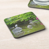 Japan, Kyoto. Heron in frischen grünen Blätter Untersetzer (Linke Seite)