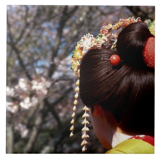 Japan, Kyoto. Hinteransicht nahe von geisha's Fliese (Vorderseite)