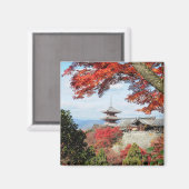 Japan, Kyoto. Kiyomizu-Tempel in Herbstfarbe Magnet (Vorderseite/Rückseite)