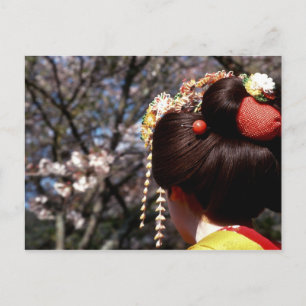 Japan, Kyoto. Rückansicht Nahaufnahme einer Geisha Postkarte