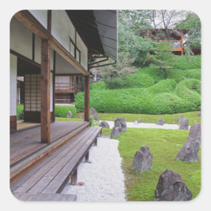 Japan, Kyoto. Steingarten in Stille Quadratischer Aufkleber