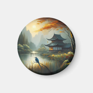 Japan Lake Bird 1 - Leinwand Magnet