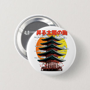 Japan, Land des aufgehenden Sonnentempel-Logos Button