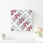 Japan Land Japanische Flaggenfarben Typografie Quadratische Wanduhr (Zuhause)