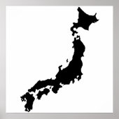 Japan Landkarte Kontur Schwarze Silhouette Japan Poster (Vorne)