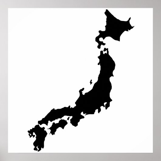 Japan Landkarte Kontur Schwarze Silhouette Japan Poster (Vorne)