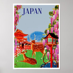 Japan mit Hirsch Poster