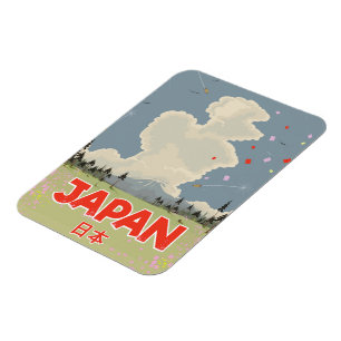 Japan Mount Fiji Vintager Cartoon Magnet