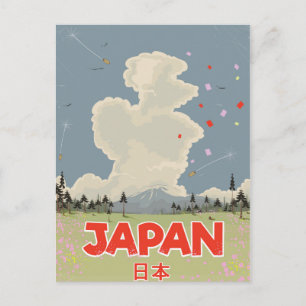 Japan Mount Fiji Vintager Cartoon Postkarte