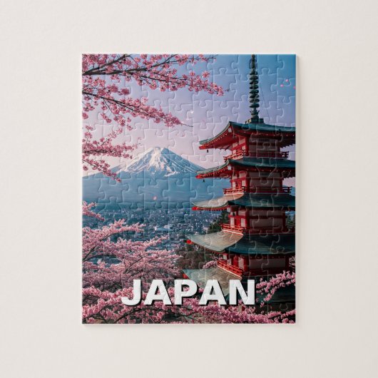 Japan Mount Fuji Fujisan Cherry Blüten Postkarte Puzzle (Vertikal)
