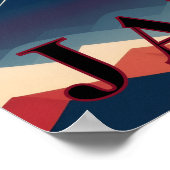 Japan Mount Fuji Geometric Travel Red Sun Poster (Ecke)