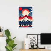 Japan Mount Fuji Geometric Travel Red Sun Poster (Heimbüro)