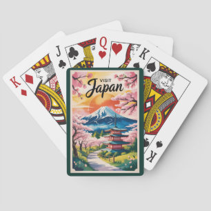 Japan Mount Fuji Illustration Reise Kunst Vintage Spielkarten