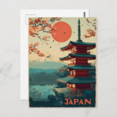 Japan Mount Fuji Pagoda vintage Postkarte (Vorne/Hinten)