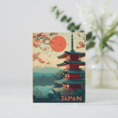 Japan Mount Fuji Pagode vintage Postkarte (Stehend Vorderseite)