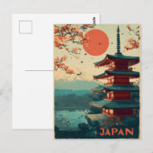 Japan Mount Fuji Pagode vintage Postkarte (Vorne/Hinten)