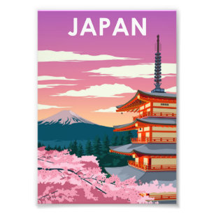 Japan Mount Fuji Vintage Minimal Reiseplakat Fotodruck