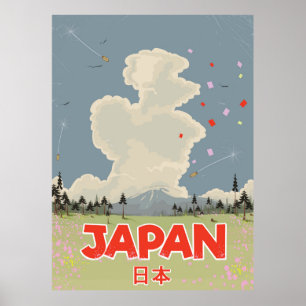 Japan Mount Fuji vintage Stil Cartoon Poster