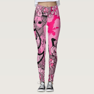 Japan-Muster Katze & Chrysantheme Leggings