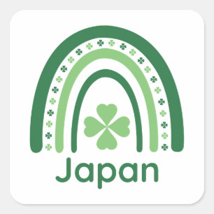Japan Name Clover Boho Rainbow Quadratischer Aufkleber