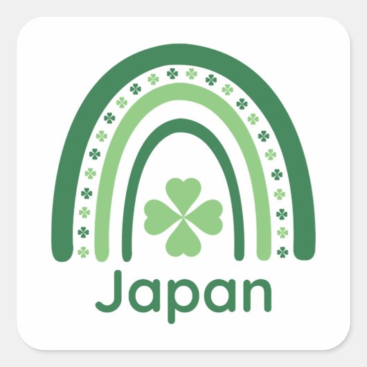Japan Name Clover Boho Rainbow Quadratischer Aufkleber (Vorderseite)