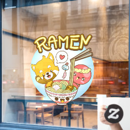 Japan Niedlich Red Panda Octopus Eat Ramen Restaur Fensteraufkleber