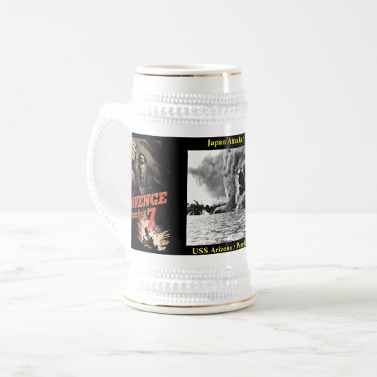 Japan nimmt USS Arizona/Pearl Harbor in Angriff Bierglas (Vorderseite Links)