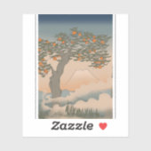 Japan Orange Baum im Nebel Aufkleber (Blatt)