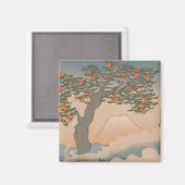 Japan Orange Baum im Nebel Magnet (Vorderseite/Rückseite)