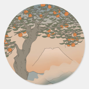 Japan Orangenbaum im Nebel Riesige Kaffeetasse Runder Aufkleber