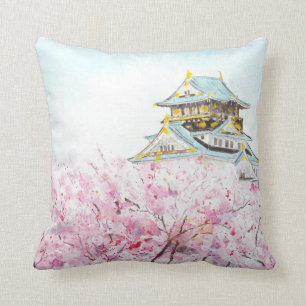 Japan Osaka-Burg und Sakura-Wurfkissen Kissen