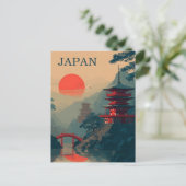 Japan Pagoda vintage Postkarte (Stehend Vorderseite)