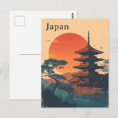 Japan Pagode vintage Postkarte (Vorne/Hinten)