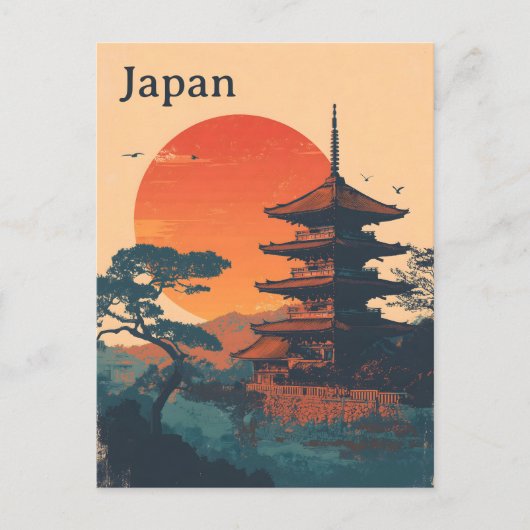 Japan Pagode vintage Postkarte (Vorderseite)