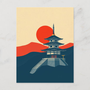 Japan Pagode Vintage Reise Kunst Tempel Postkarte