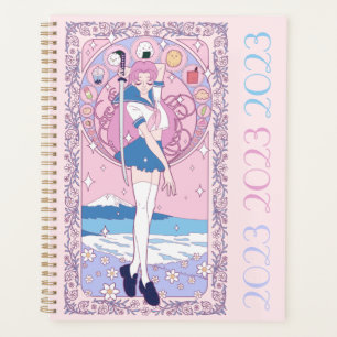 Japan Pink Anime Schoolgirl Art Nouveau Illustrati Planer